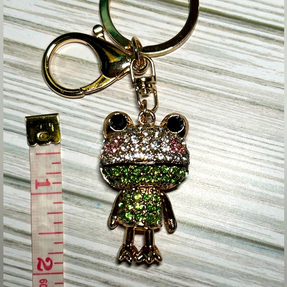 NEW! Rhinestone Blushing Frog Keychain/Bag Charm - Picture 5 of 5
